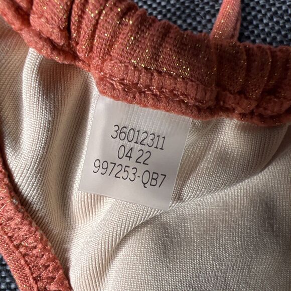 Victoria's Secret Swim Suit 2 Piece Skimpy String Bikini Small Pumpkin Metallic - Picture 9 of 10